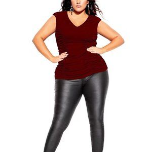 City Chic Ruched Top Red Size 22W NWT